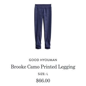 NWT Good hYOUman Brooke Ruched Leggings Navy Blue